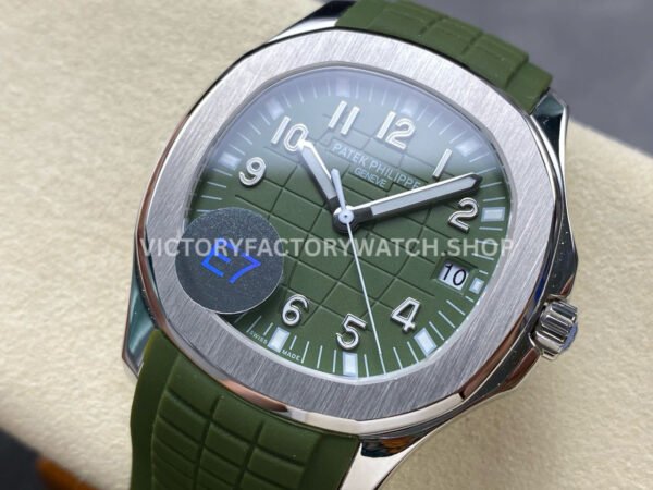 E7 Factory Patek Philippe Aquanaut 5168G-010 40mm White Gold Rubber Strap Avocado Green Dial