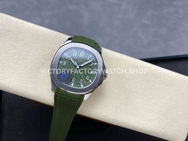 E7 Factory Patek Philippe Aquanaut 5168G-010 40mm White Gold Rubber Strap Avocado Green Dial
