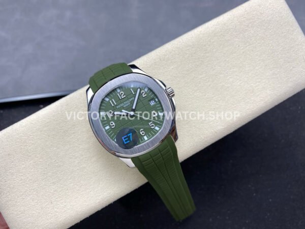E7 Factory Patek Philippe Aquanaut 5168G-010 40mm White Gold Rubber Strap Avocado Green Dial