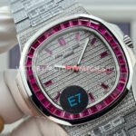 E7 Factory Patek Philippe Emerald Nautilus 5711 40mm Full Platinum Red Diamond Bezel Diamond Dial