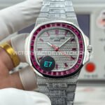E7 Emerald Nautilus platinum red diamond bezel diamond dial