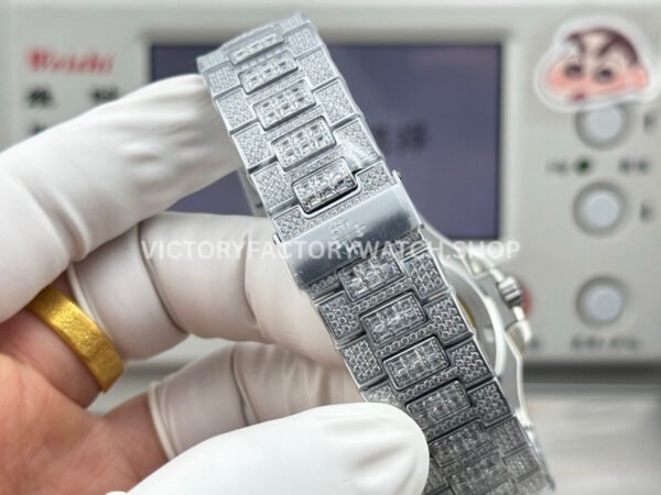 E7 Factory Patek Philippe Emerald Nautilus 5711 40mm Full Platinum Red Diamond Bezel Diamond Dial