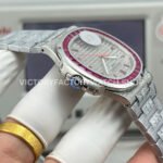 E7 Factory Patek Philippe Emerald Nautilus 5711 40mm Full Platinum Red Diamond Bezel Diamond Dial