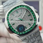 E7 Factory Patek Philippe Emerald Nautilus 5711/113P-001 40mm Full Green Diamond Bezel Platinum Gray Dial