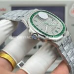 E7 Factory Patek Philippe Emerald Nautilus 5711/113P-001 40mm Full Green Diamond Bezel Platinum Gray Dial