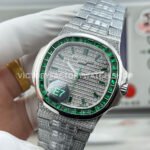 E7 Factory Patek Philippe Emerald Nautilus 5711/113P-001 40mm Full Green Diamond Bezel Platinum Gray Dial