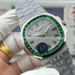E7 Factory Patek Philippe Emerald Nautilus 5711/113P-001 40mm Full Green Diamond Bezel Platinum Gray Dial
