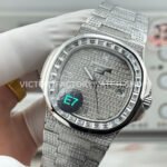 E7 Factory Patek Philippe Nautilus 5711 40mm White Gold Baguette Diamond Bezel Diamond Dial
