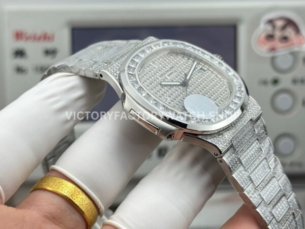 E7 Factory Patek Philippe Nautilus 5711 40mm White Gold Baguette Diamond Bezel Diamond Dial