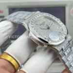 E7 Factory Patek Philippe Nautilus 5711 40mm White Gold Diamond Bezel Baguette Diamond Dial
