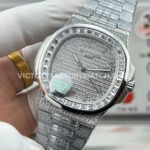 E7 Factory Patek Philippe Nautilus 5711 40mm White Gold Diamond Bezel Baguette Diamond Dial