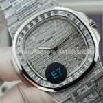 E7 Factory Patek Philippe Nautilus 5711 40mm White Gold Diamond Bezel Baguette Diamond Dial