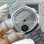 E7 Factory Patek Philippe Nautilus 5711 40mm White Gold Diamond Bezel Baguette Diamond Dial