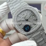 E7 Factory Patek Philippe Nautilus 5711 40mm White Gold Diamond Bezel Diamond Silver Dial