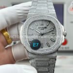 E7 Patek Philippe Nautilus 5711 diamond silver dial white gold