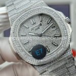 E7 Factory Patek Philippe Nautilus 5711 40mm White Gold Diamond Bezel Diamond Silver Dial