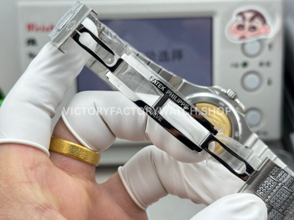 E7 Factory Patek Philippe Nautilus 5711 40mm White Gold Diamond Bezel Diamond Silver Dial