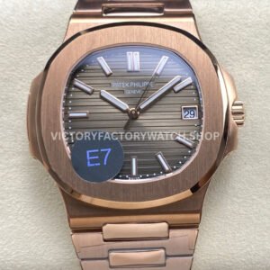E7 Patek Philippe Nautilus full rose gold brown dial