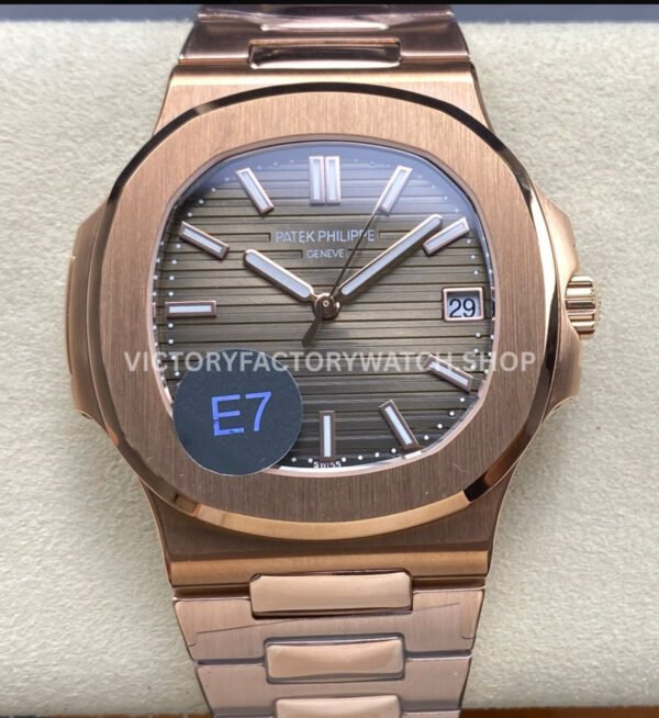 E7 Patek Philippe Nautilus full rose gold brown dial