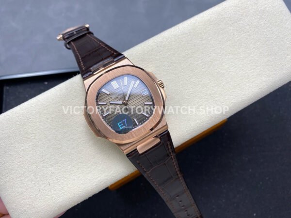 E7 Factory Patek Philippe Nautilus 5711/1R-001 40mm Leather Strap Rose Gold Brown Dial
