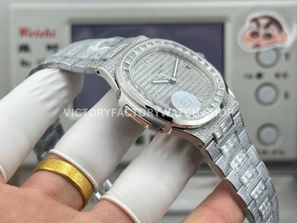 E7 Factory Patek Philippe Nautilus 5719G-010 40mm White Gold Diamond Bezel Diamond Dial