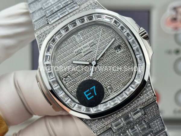 E7 Factory Patek Philippe Nautilus 5719G-010 40mm White Gold Diamond Bezel Diamond Dial