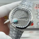 E7 Factory Patek Philippe Nautilus 5719G-010 40mm White Gold Diamond Bezel Diamond Dial