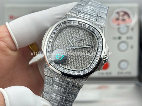 E7 Factory Patek Philippe Nautilus 5719G-010 40mm White Gold Diamond Bezel Diamond Dial