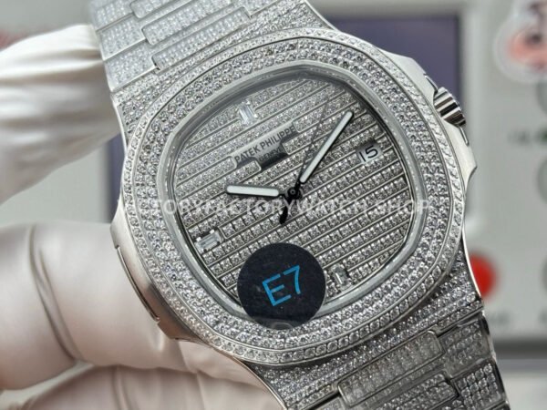 E7 Factory Patek Philippe Nautilus 57191G-001 40mm White Gold Diamond Bezel Diamond Dial