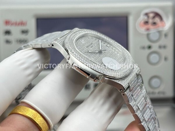E7 Factory Patek Philippe Nautilus 57191G-001 40mm White Gold Diamond Bezel Diamond Dial