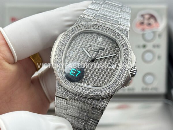E7 Factory Patek Philippe Nautilus 57191G-001 40mm White Gold Diamond Bezel Diamond Dial
