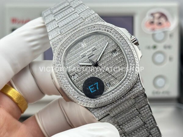 E7 Factory Patek Philippe Nautilus 57191G-001 40mm White Gold Diamond Bezel Diamond Dial