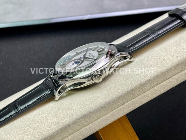 GR Factory Patek Philippe Annual Calendar 5205G-010 40mm White Gold Leather Strap Silver Dial