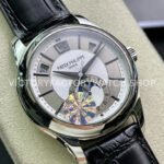 GR Factory Patek Philippe Annual Calendar 5205G-010 40mm White Gold Leather Strap Silver Dial