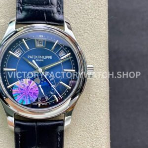GR Factory Patek Philippe Annual Calendar 5205G-013 40mm White Gold Leather Strap Blue Dial