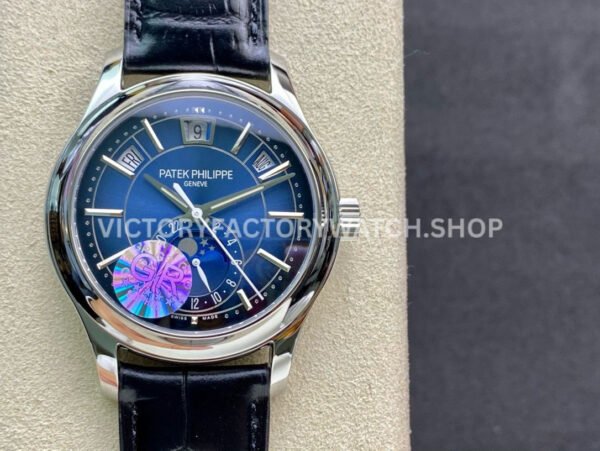 GR Factory Patek Philippe Annual Calendar 5205G-013 40mm White Gold Leather Strap Blue Dial