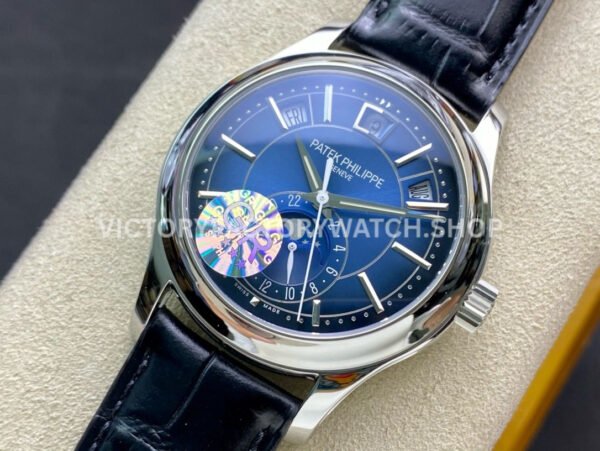 GR Factory Patek Philippe Annual Calendar 5205G-013 40mm White Gold Leather Strap Blue Dial