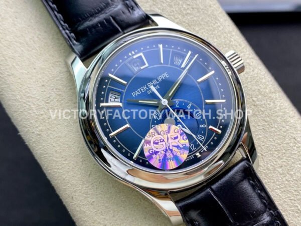 GR Factory Patek Philippe Annual Calendar 5205G-013 40mm White Gold Leather Strap Blue Dial