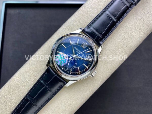 GR Factory Patek Philippe Annual Calendar 5205G-013 40mm White Gold Leather Strap Blue Dial
