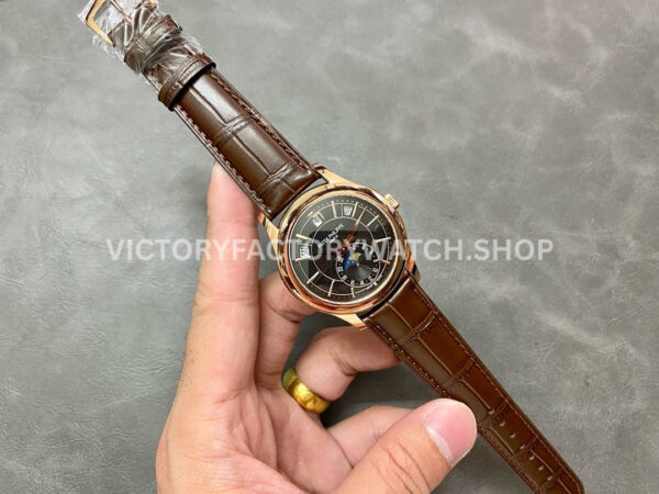 GR Factory Patek Philippe Annual Calendar 5205R-010 40mm Rose Gold Leather Strap Black Dial (7) GR Factory Patek Philippe Annual Calendar 5205R-010 40mm Rose Gold Leather Strap Black Dial