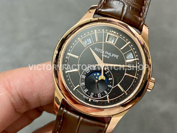 GR Factory Patek Philippe Annual Calendar 5205R-010 40mm Rose Gold Leather Strap Black Dial (8) GR Factory Patek Philippe Annual Calendar 5205R-010 40mm Rose Gold Leather Strap Black Dial