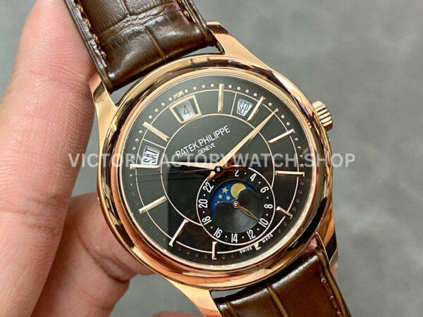 GR Factory Patek Philippe Annual Calendar 5205R-010 40mm Rose Gold Leather Strap Black Dial (9) GR Factory Patek Philippe Annual Calendar 5205R-010 40mm Rose Gold Leather Strap Black Dial