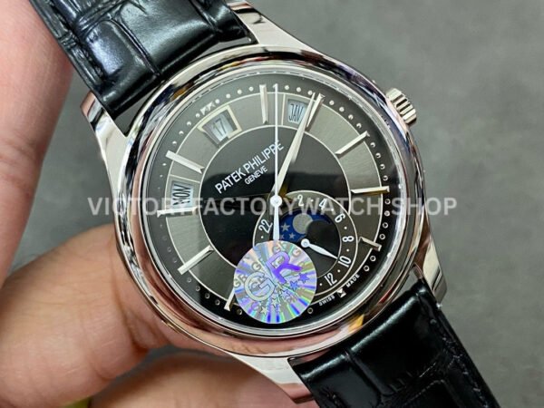 GR Factory Patek Philippe Annual Calendar 5205G-010 40mm White Gold Leather Strap Black Dial