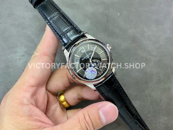 GR Factory Patek Philippe Annual Calendar 5205G-010 40mm White Gold Leather Strap Black Dial