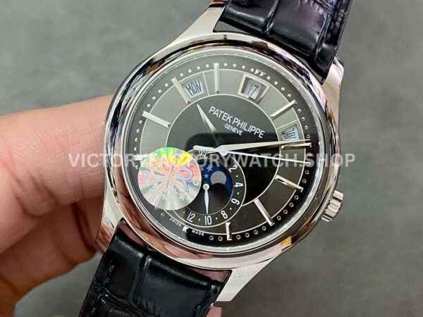 GR Factory Patek Philippe Annual Calendar 5205G-010 40mm White Gold Leather Strap Black Dial