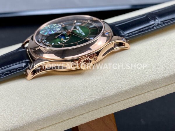 GR Factory Patek Philippe Annual Calendar 5205R-011 40mm Rose Gold Leather Strap Green Dial