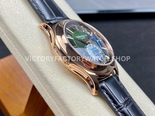 GR Factory Patek Philippe Annual Calendar 5205R-011 40mm Rose Gold Leather Strap Green Dial