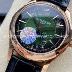 GR Factory Patek Philippe Annual Calendar 5205R-011 40mm Rose Gold Leather Strap Green Dial