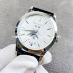 GR Factory Patek Philippe Annual Calendar 5396G-011 38.5mm White Gold Leather Strap Silver Dial