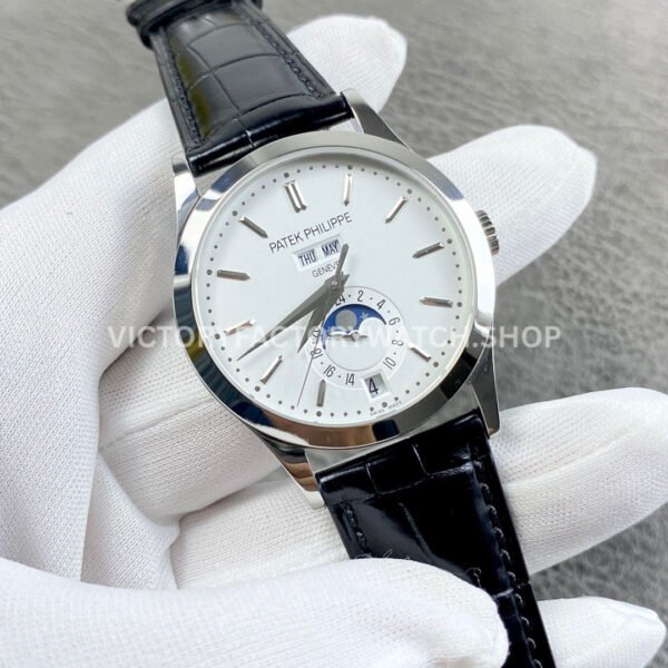 GR Factory Patek Philippe Annual Calendar 5396G-011 38.5mm White Gold Leather Strap Silver Dial